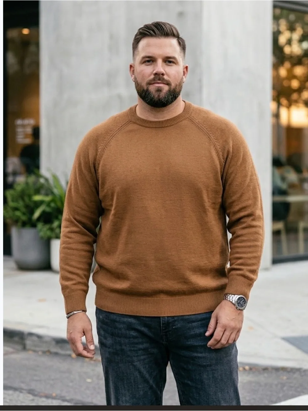 Banana Republic Men's Crewneck Sweater — Camel Brown